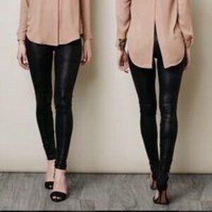 NEW Krisa Black Women's Coated Leggings, Size Medium